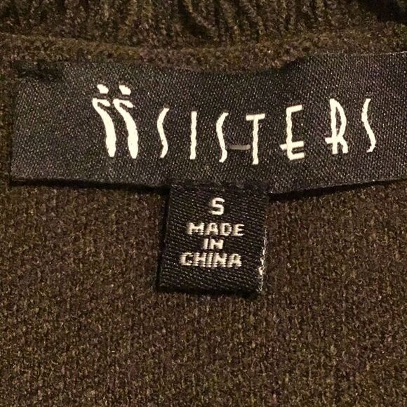 Sisters Olive Green Felted Knit Fringed Open Front Tunic Cardigan Vest - Picture 14 of 16